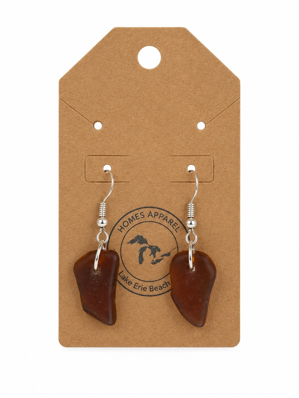 Handcrafted Brown Sea Glass Drop Earrings